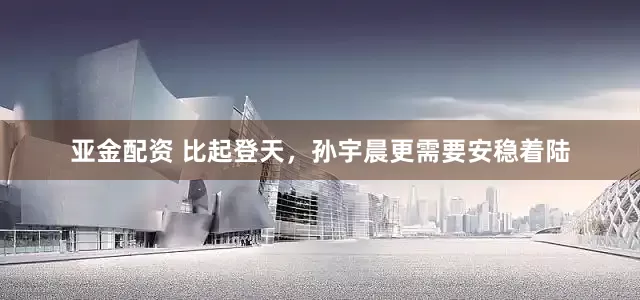 亚金配资 比起登天，孙宇晨更需要安稳着陆
